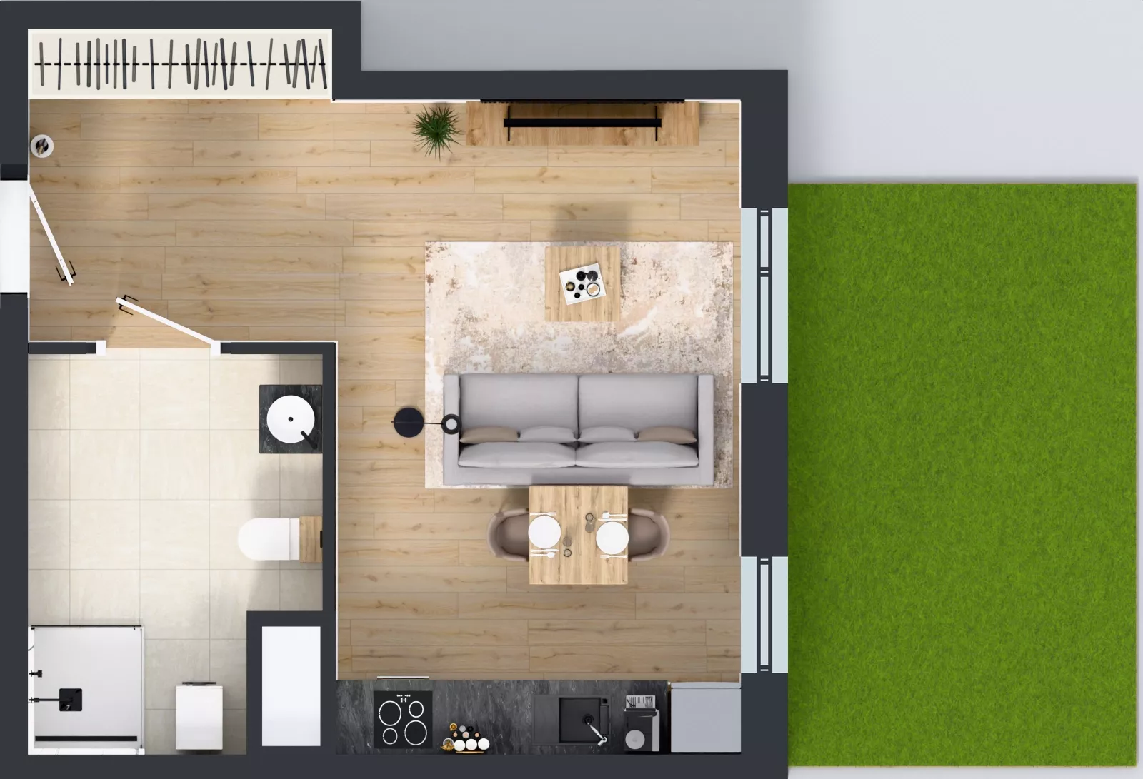1 pokój, mieszkanie 34,61 m², parter, oferta nr 50, MISTA Kraków, Kraków, Mistrzejowice, ul. Mistrzejowicka
