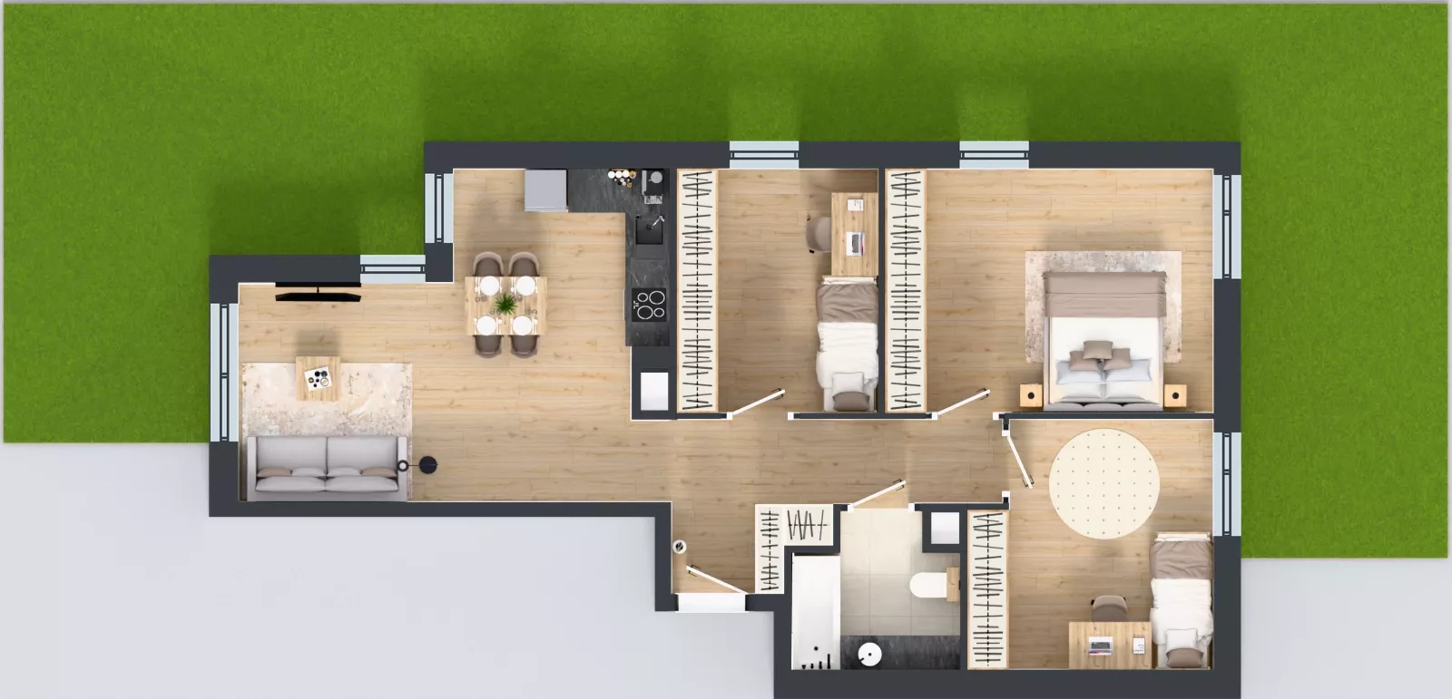 4 pokoje, mieszkanie 77,55 m², parter, oferta nr 55, MISTA Kraków, Kraków, Mistrzejowice, ul. Mistrzejowicka