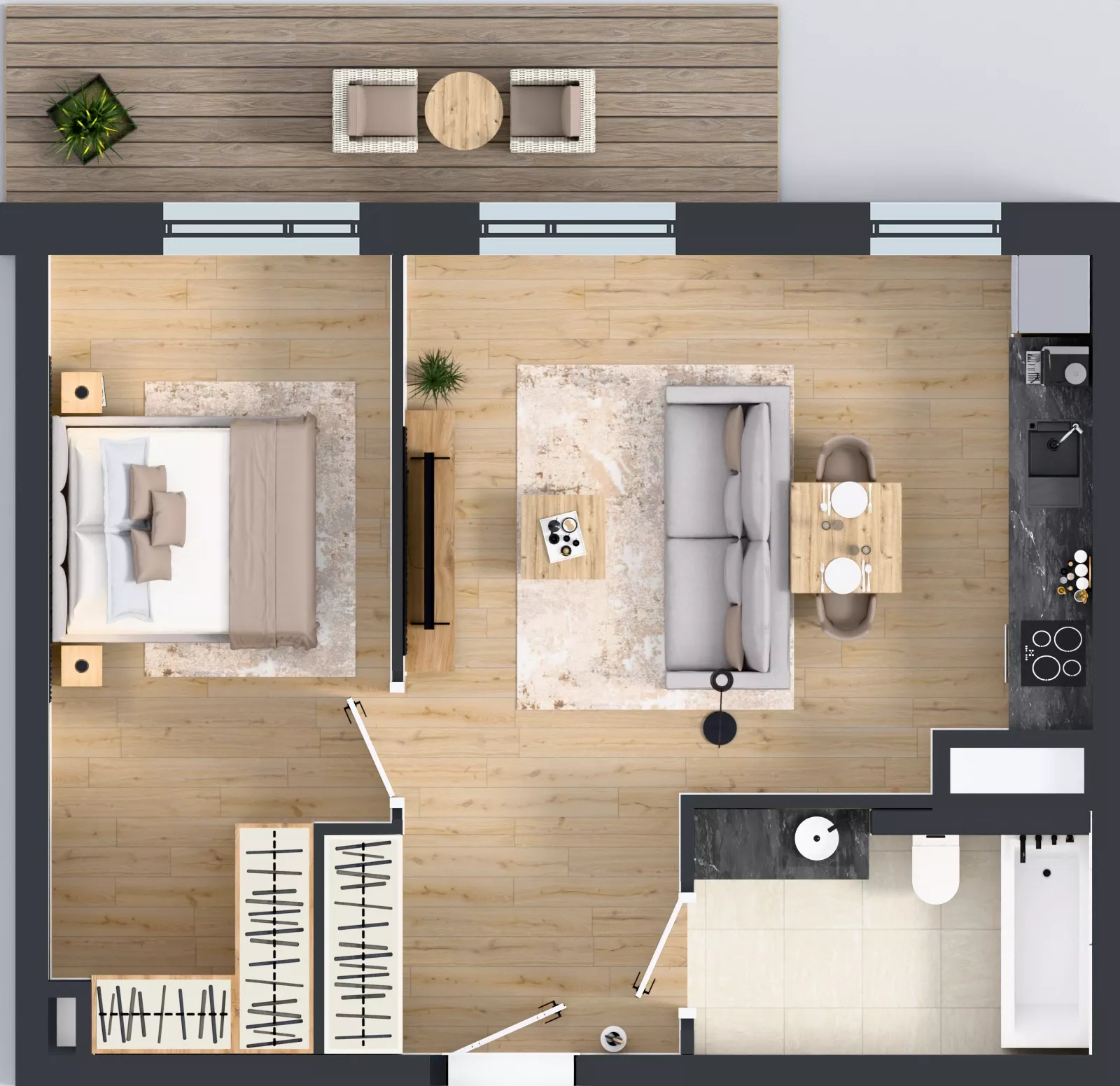 2 pokoje, mieszkanie 47,05 m², piętro 1, oferta nr 56, MISTA Kraków, Kraków, Mistrzejowice, ul. Mistrzejowicka