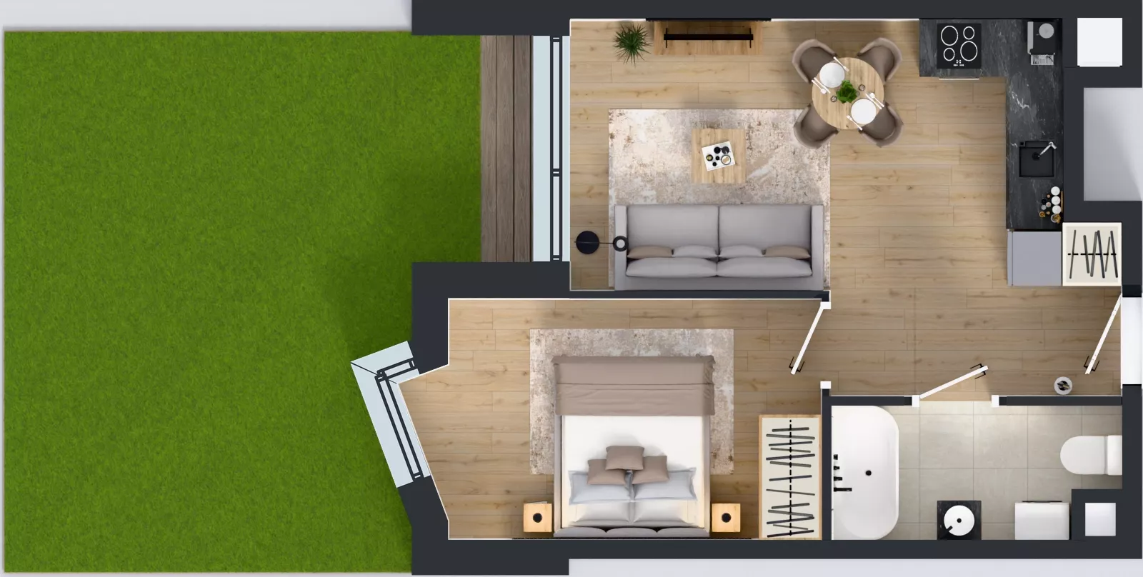 2 pokoje, mieszkanie 37,05 m², parter, oferta nr II/2, Miasteczko Nova Fala 2, Gdynia, Cisowa, ul. Morska 254-262