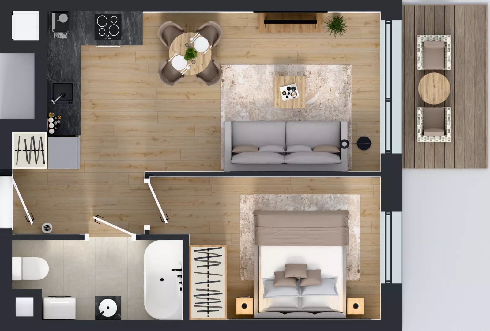 2 pokoje, mieszkanie 37,43 m², piętro 3, oferta nr II/100, Miasteczko Nova Fala 2, Gdynia, Cisowa, ul. Morska 254-262