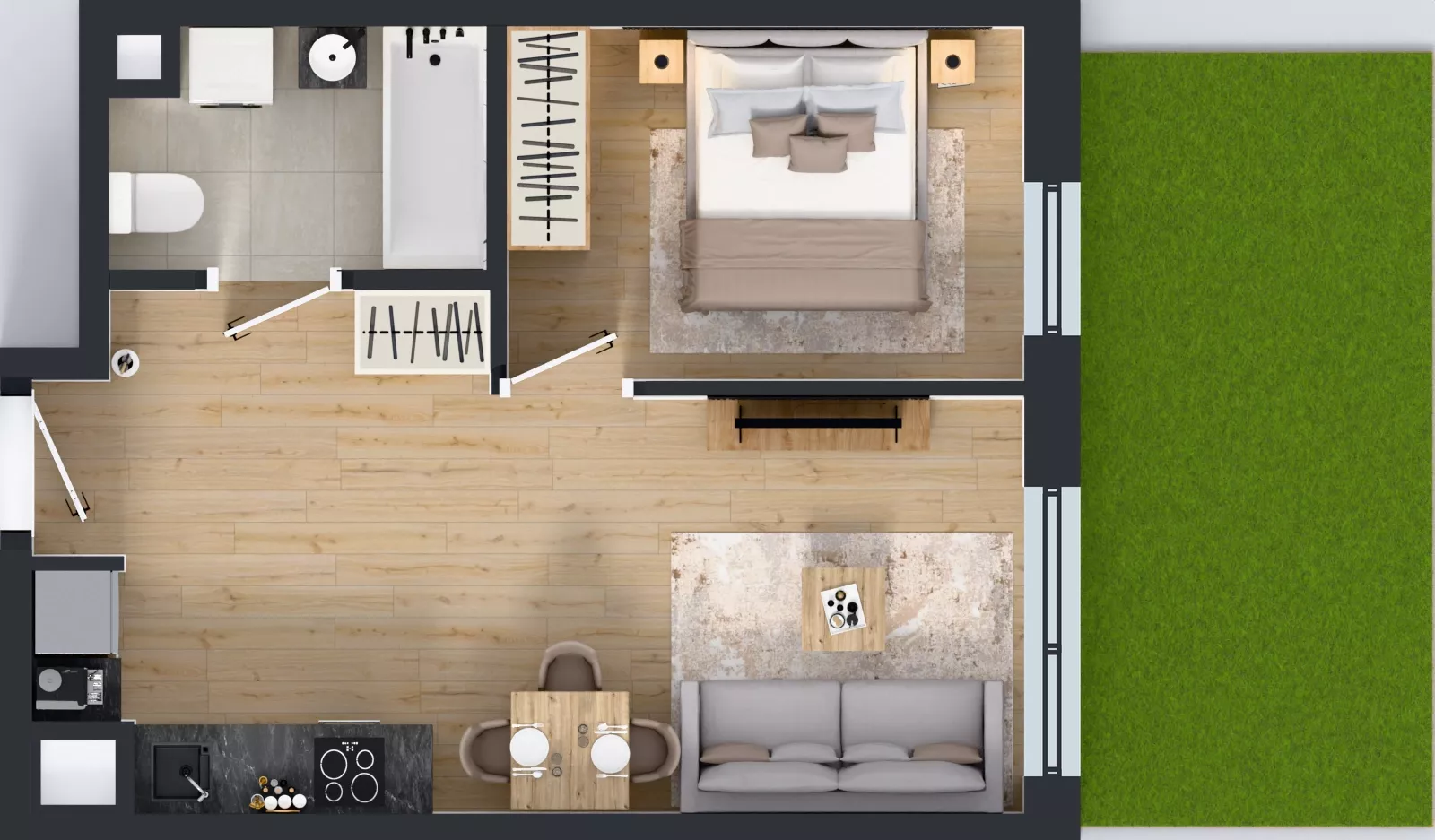 2 pokoje, mieszkanie 36,90 m², parter, oferta nr C1/7, Miasteczko Julianów 2, Julianów, ul. Architektów