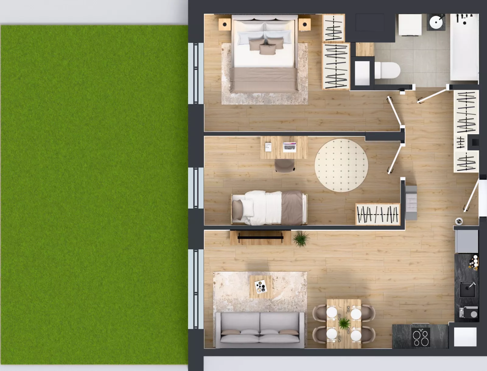 3 pokoje, mieszkanie 58,19 m², parter, oferta nr C1/10, Miasteczko Julianów 2, Julianów, ul. Architektów