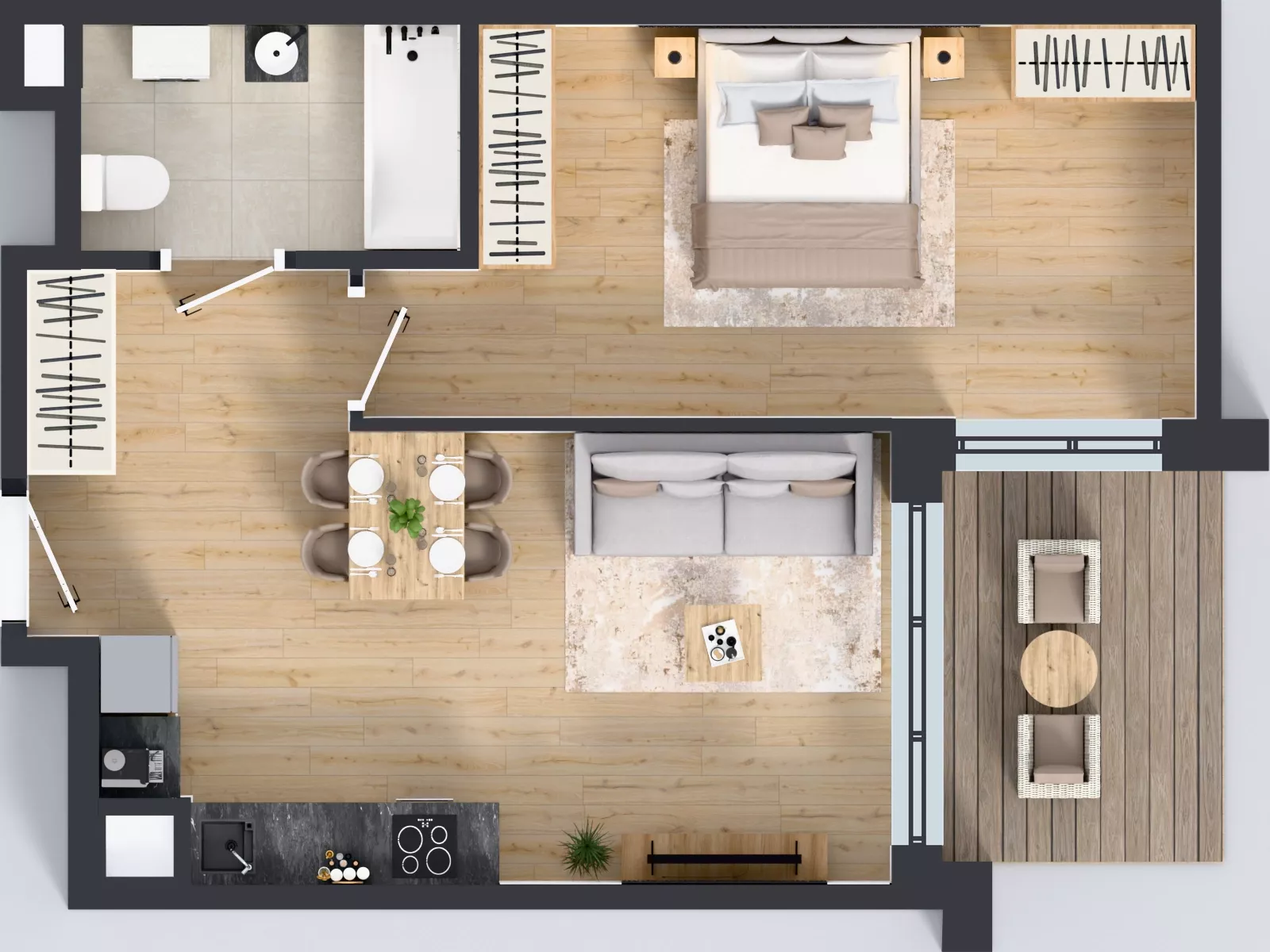 2 pokoje, mieszkanie 48,52 m², piętro 1, oferta nr C1/13, Miasteczko Julianów 2, Julianów, ul. Architektów