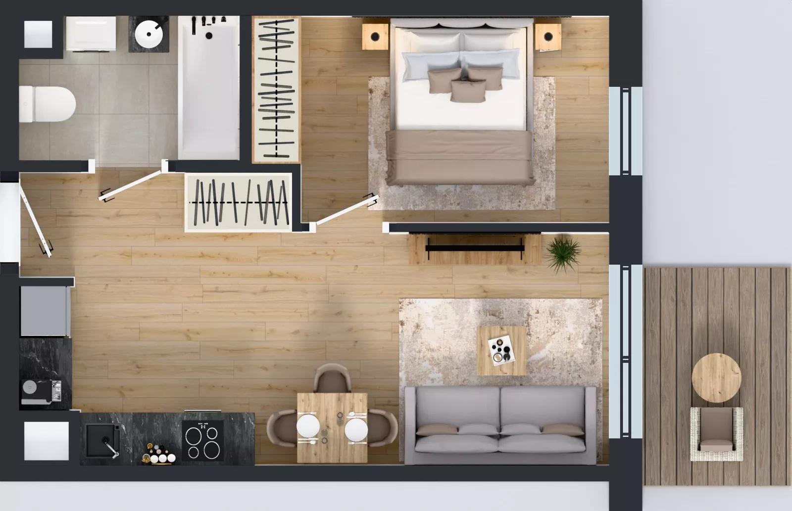 2 pokoje, mieszkanie 36,67 m², piętro 1, oferta nr C1/17, Miasteczko Julianów 2, Julianów, ul. Architektów