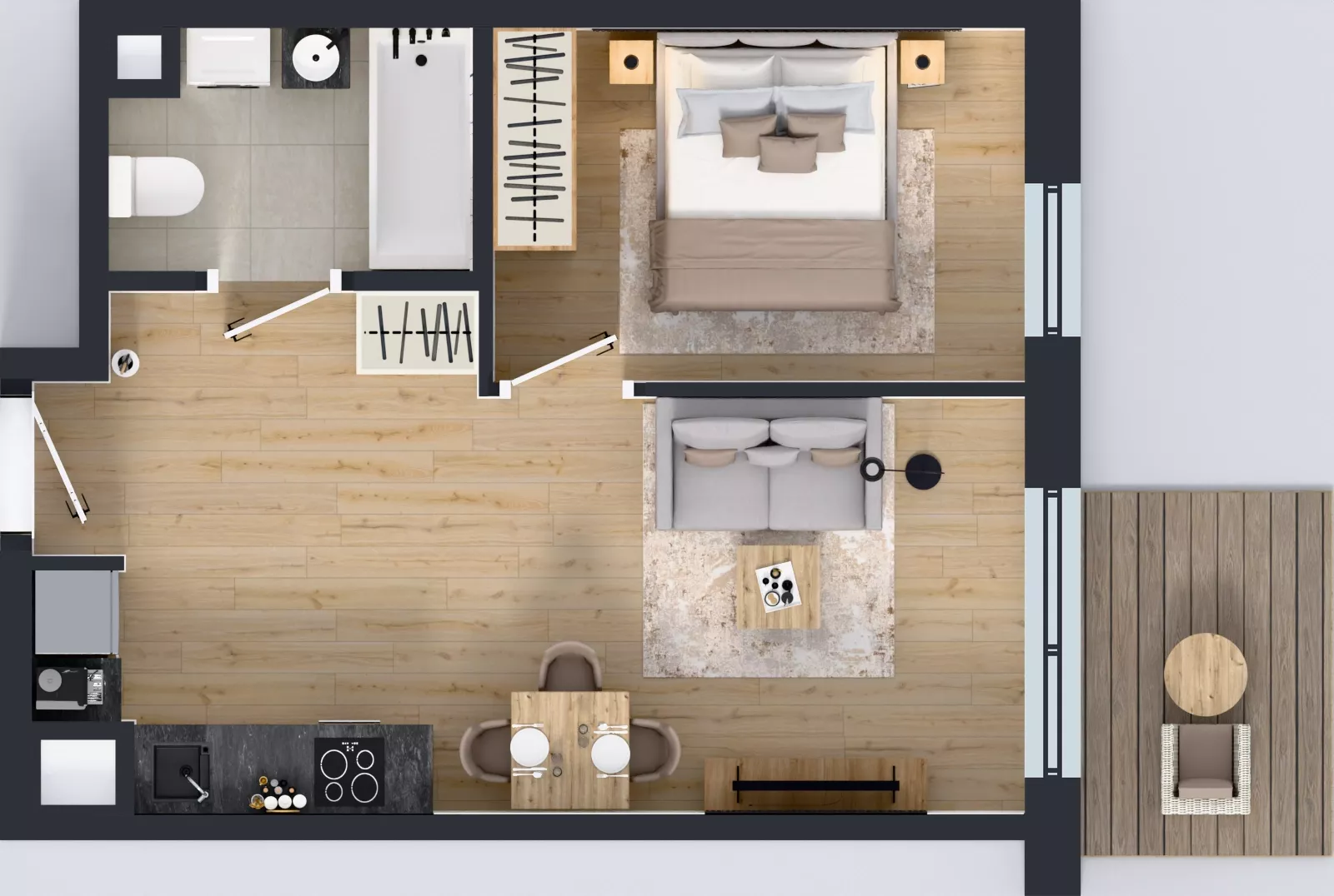 2 pokoje, mieszkanie 36,91 m², piętro 2, oferta nr C1/30, Miasteczko Julianów 2, Julianów, ul. Architektów
