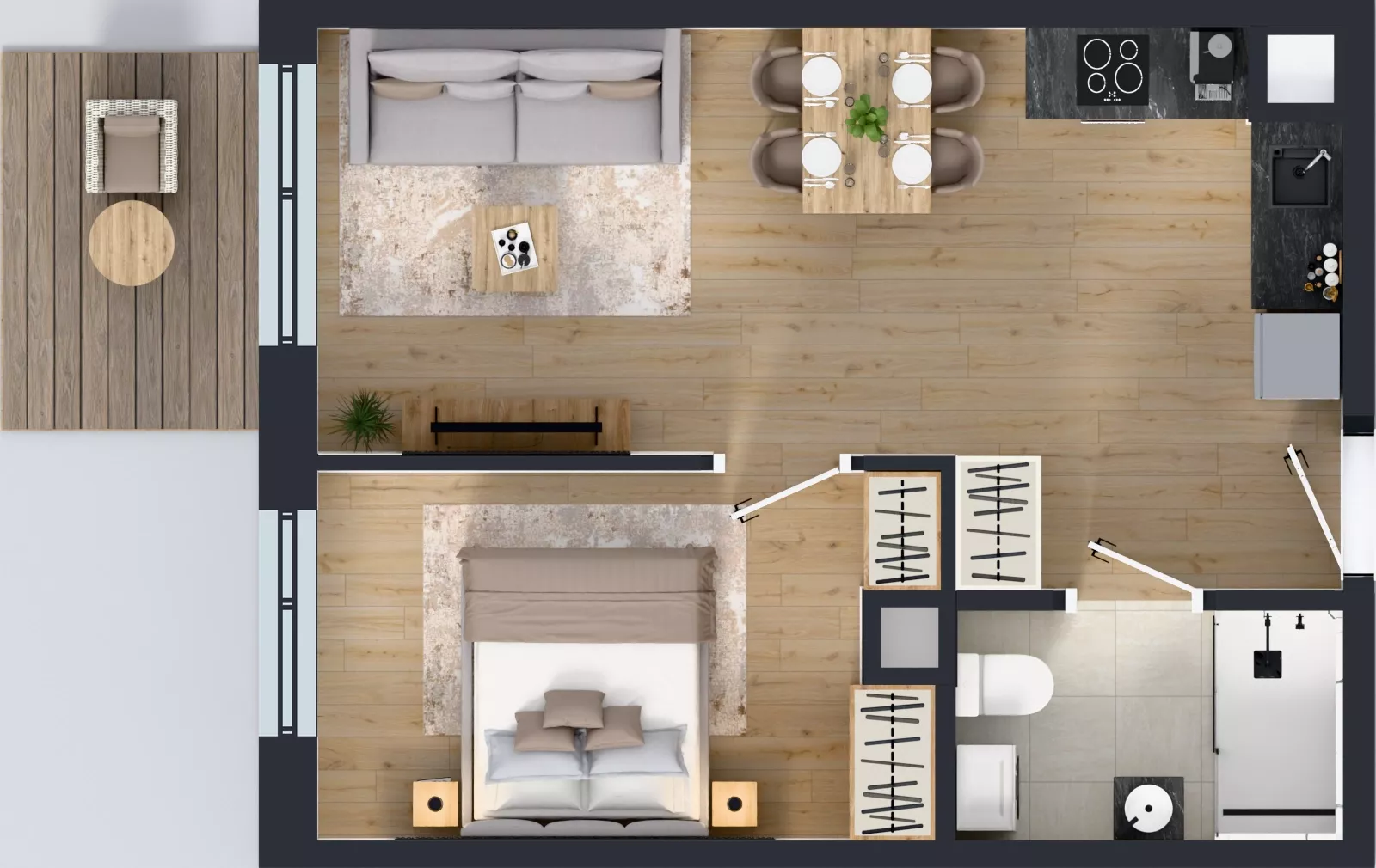 2 pokoje, mieszkanie 38,72 m², piętro 2, oferta nr C1/34, Miasteczko Julianów 2, Julianów, ul. Architektów