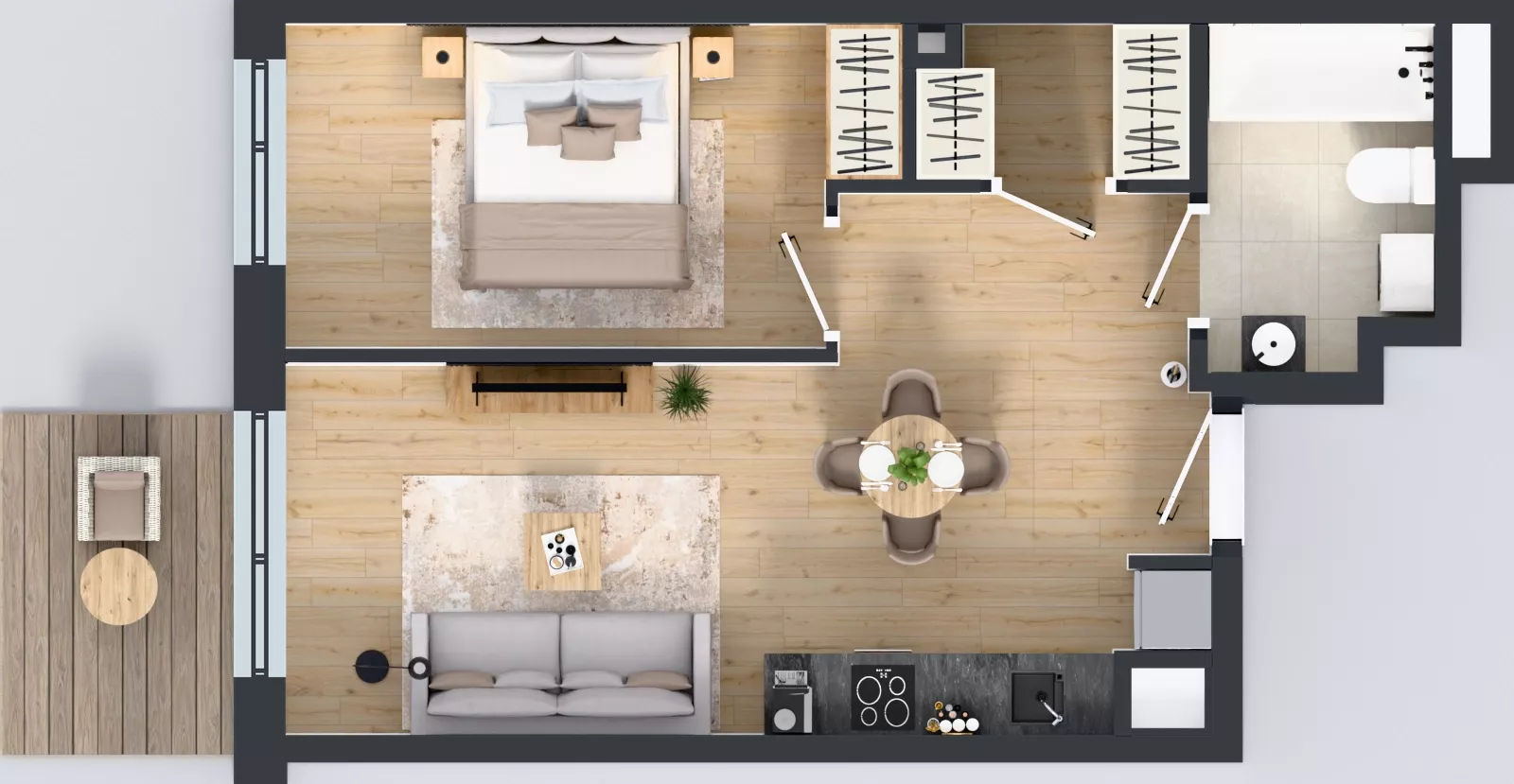 2 pokoje, mieszkanie 41,65 m², piętro 3, oferta nr C1/36, Miasteczko Julianów 2, Julianów, ul. Architektów