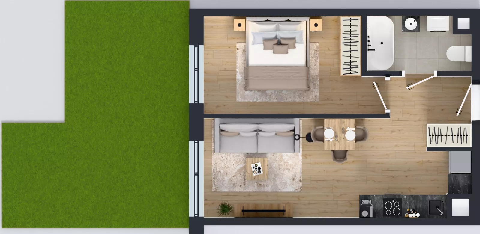 2 pokoje, mieszkanie 38,27 m², parter, oferta nr C2/66, Miasteczko Julianów 2, Julianów, ul. Architektów