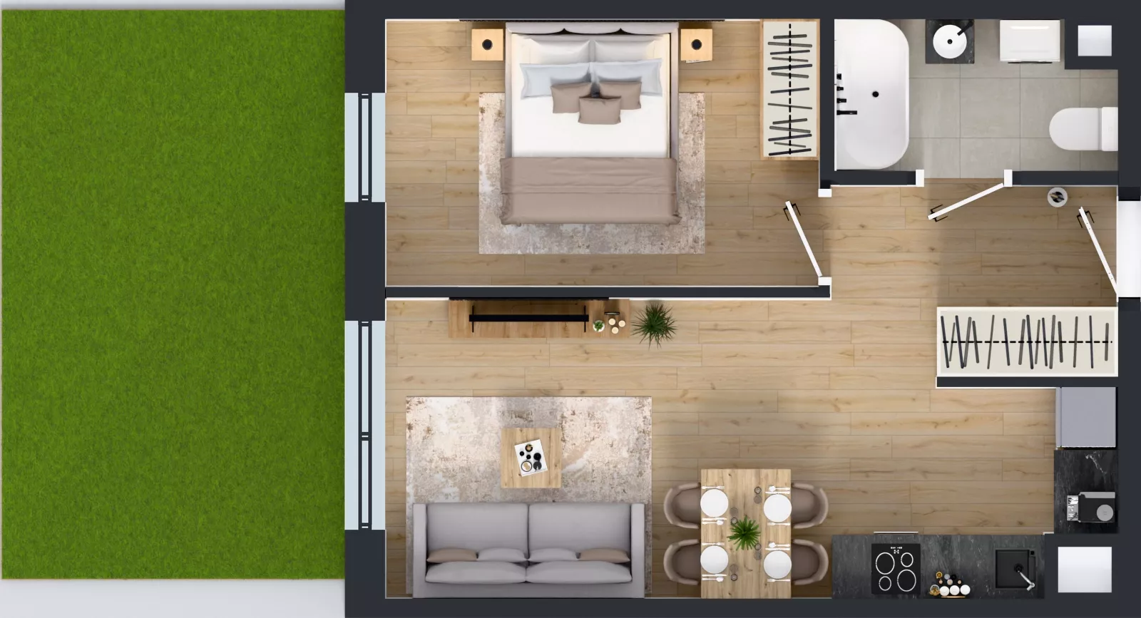 2 pokoje, mieszkanie 40,10 m², parter, oferta nr C2/67, Miasteczko Julianów 2, Julianów, ul. Architektów