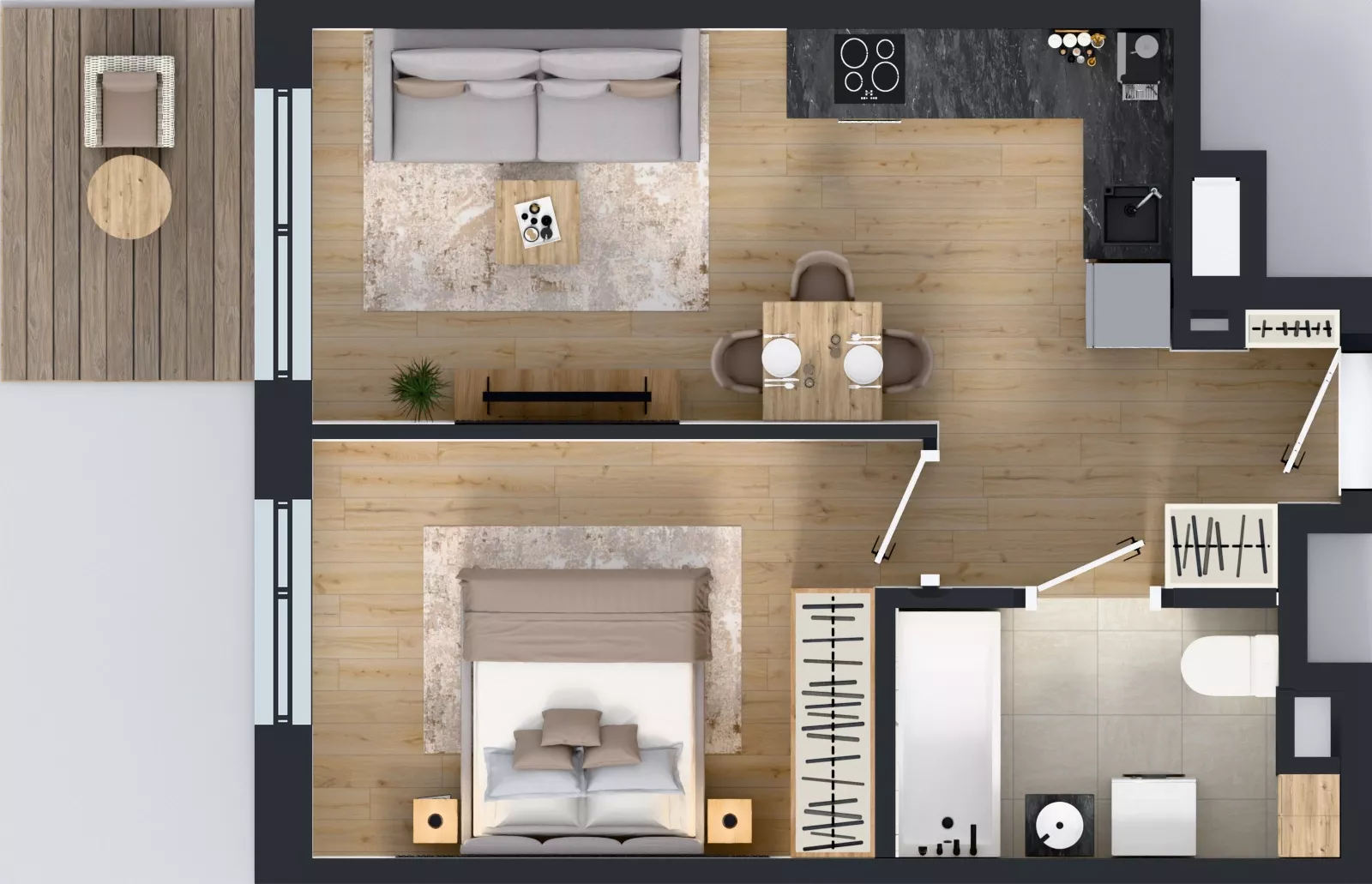 2 pokoje, mieszkanie 38,31 m², piętro 1, oferta nr C2/84, Miasteczko Julianów 2, Julianów, ul. Architektów