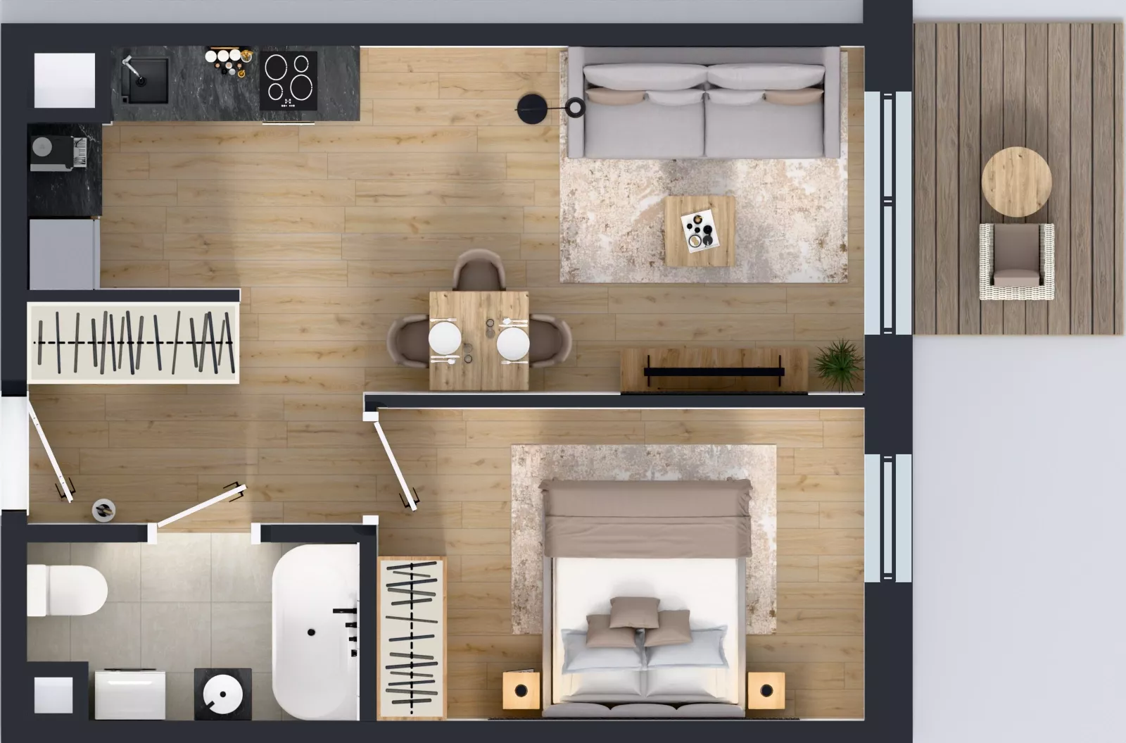 2 pokoje, mieszkanie 38,72 m², piętro 2, oferta nr C2/89, Miasteczko Julianów 2, Julianów, ul. Architektów