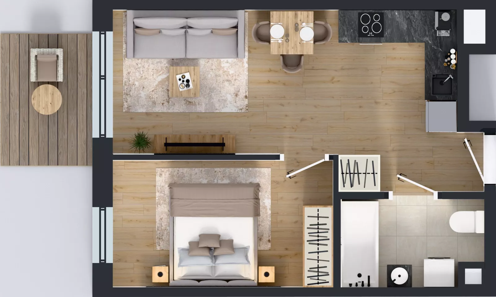 2 pokoje, mieszkanie 37,01 m², piętro 2, oferta nr C2/95, Miasteczko Julianów 2, Julianów, ul. Architektów