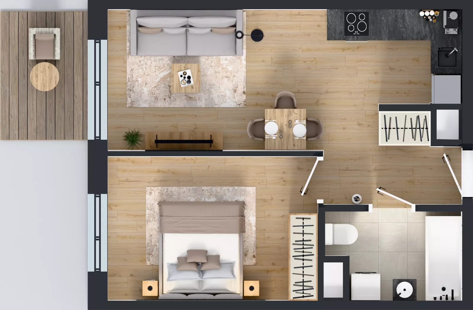 2 pokoje, mieszkanie 41,40 m², piętro 2, oferta nr C2/98, Miasteczko Julianów 2, Julianów, ul. Architektów