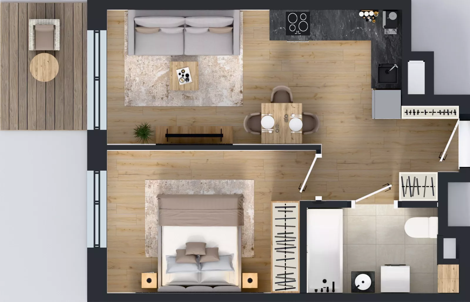2 pokoje, mieszkanie 38,45 m², piętro 2, oferta nr C2/99, Miasteczko Julianów 2, Julianów, ul. Architektów