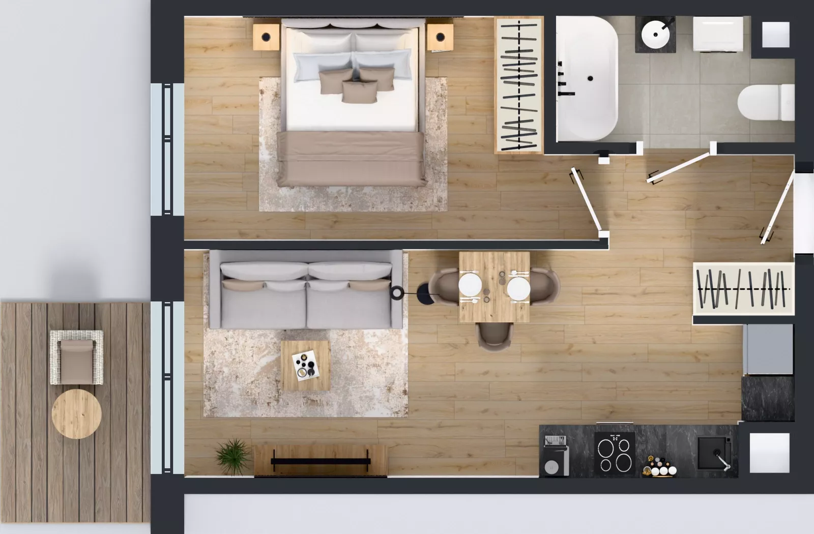 2 pokoje, mieszkanie 38,27 m², piętro 3, oferta nr C2/108, Miasteczko Julianów 2, Julianów, ul. Architektów
