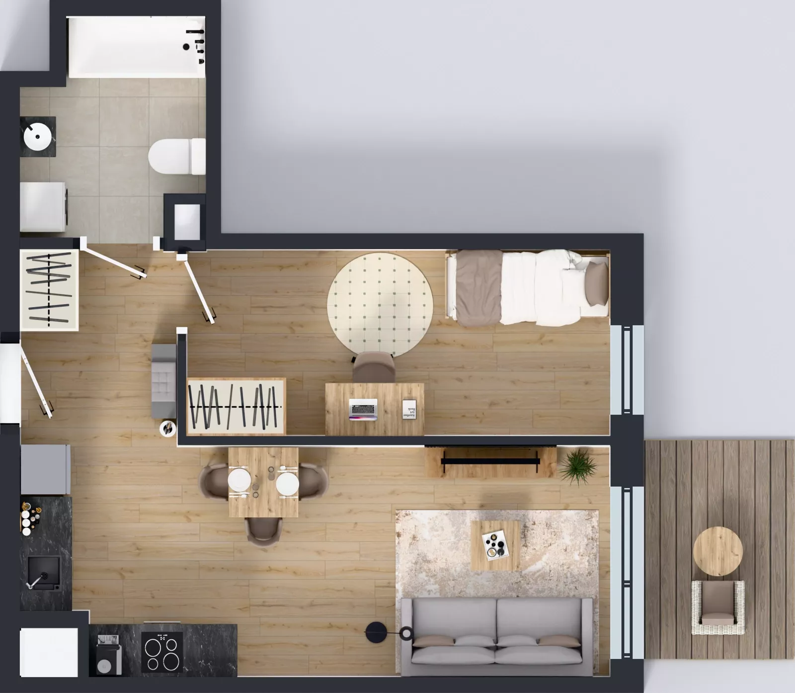 2 pokoje, mieszkanie 40,49 m², piętro 3, oferta nr C2/117, Miasteczko Julianów 2, Julianów, ul. Architektów