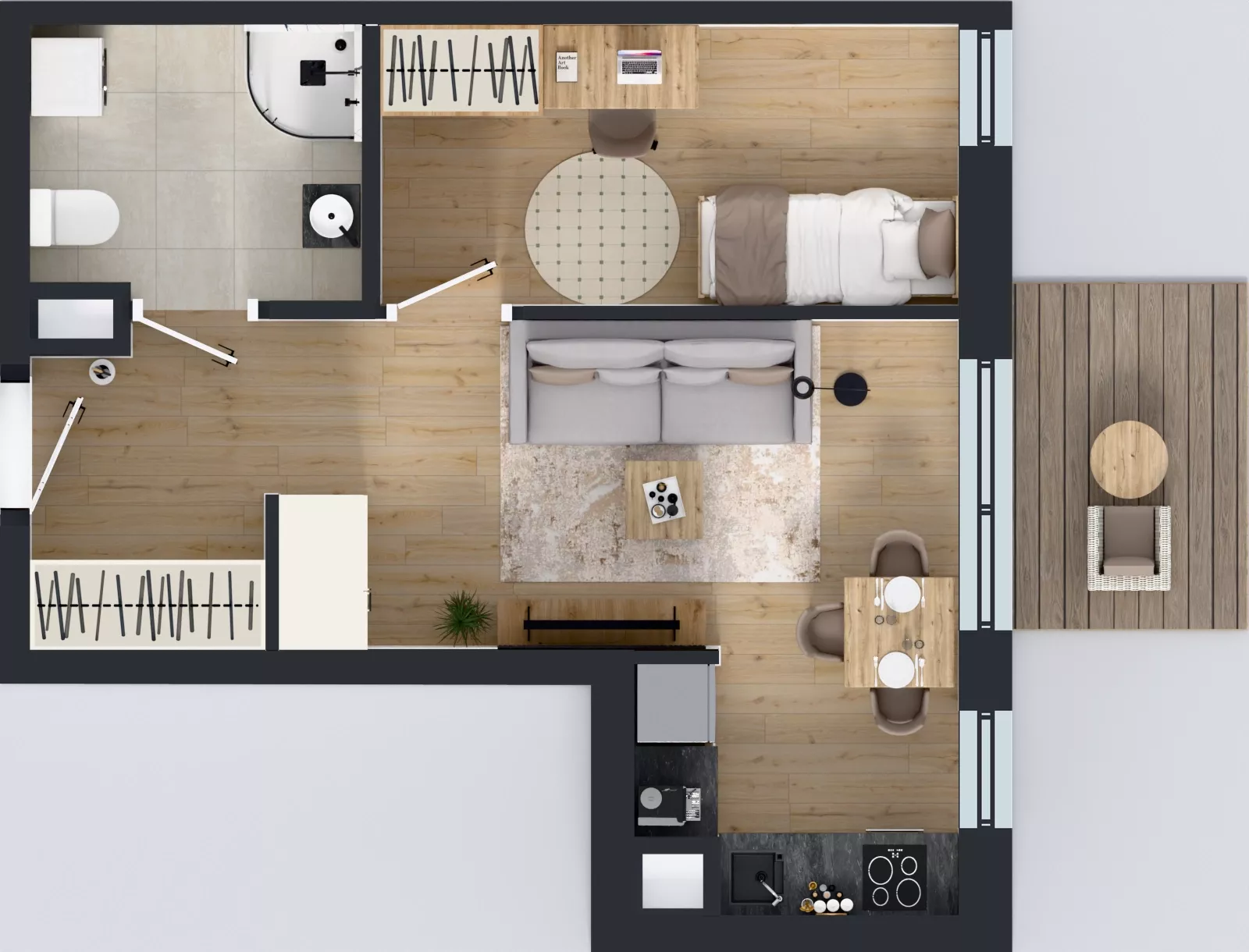 2 pokoje, mieszkanie 37,16 m², piętro 3, oferta nr C2/118, Miasteczko Julianów 2, Julianów, ul. Architektów