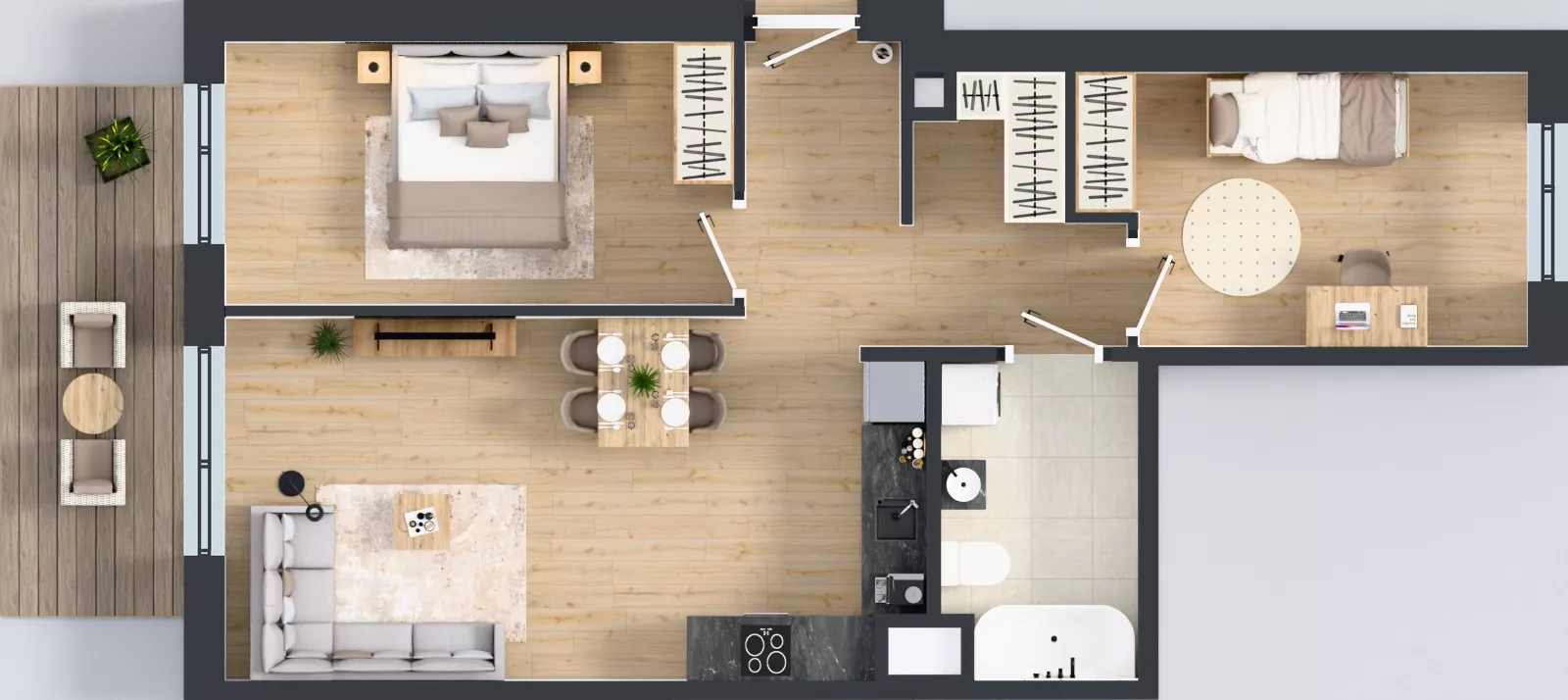 3 pokoje, mieszkanie 63,77 m², piętro 2, oferta nr C2/127, Miasteczko Julianów 2, Julianów, ul. Architektów