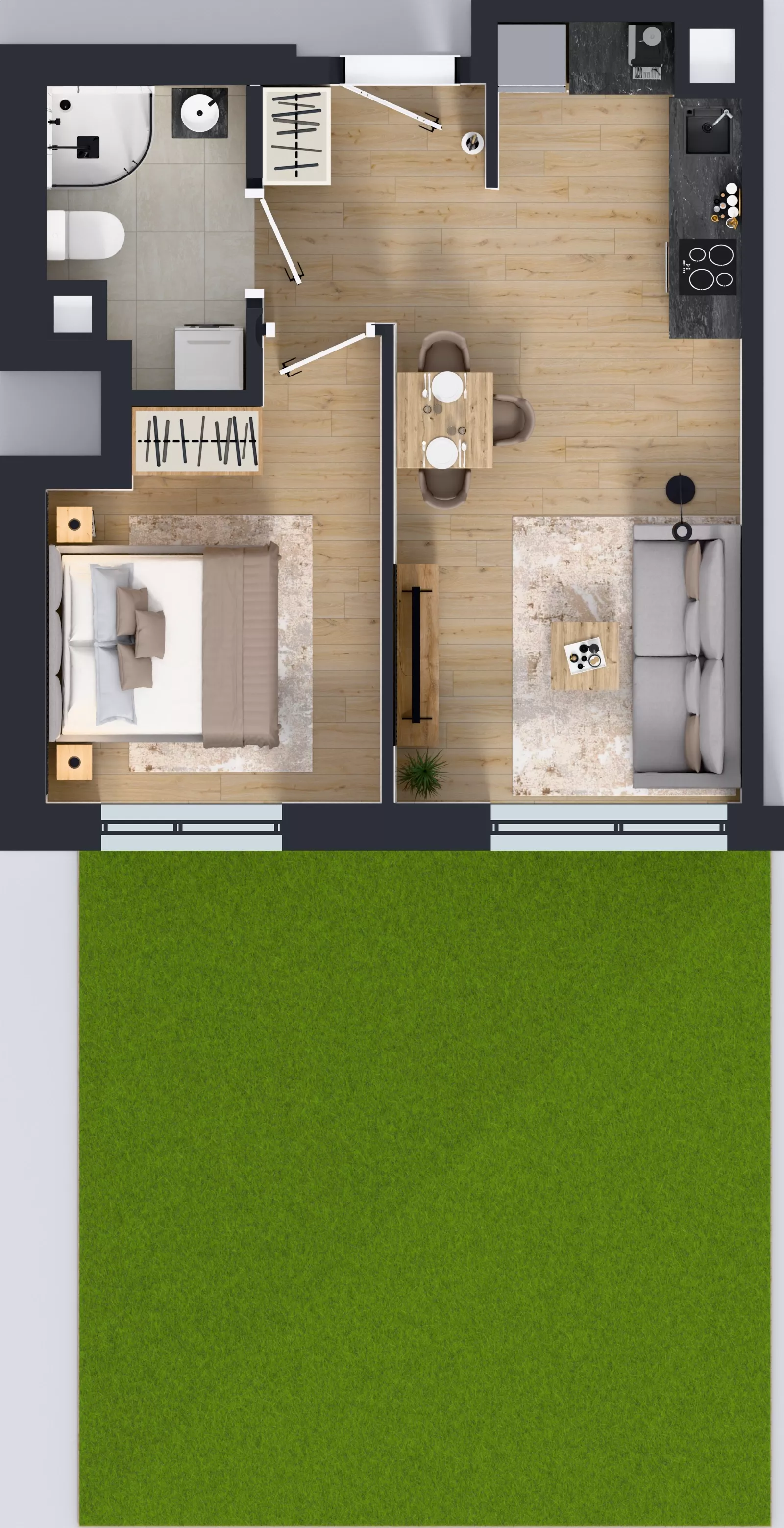 2 pokoje, mieszkanie 37,14 m², parter, oferta nr C2/132, Miasteczko Julianów 2, Julianów, ul. Architektów
