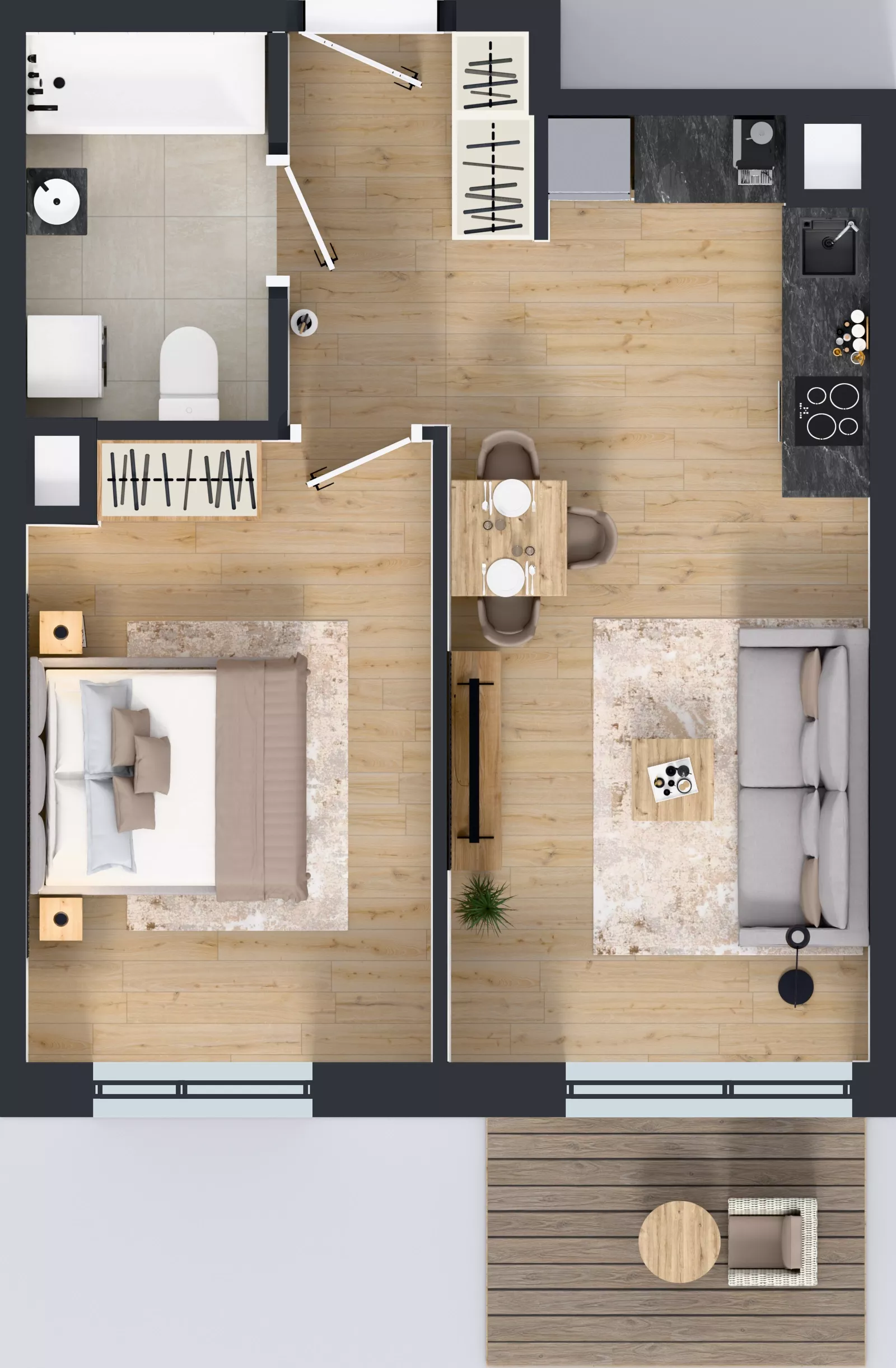 2 pokoje, mieszkanie 42,42 m², piętro 1, oferta nr C2/134, Miasteczko Julianów 2, Julianów, ul. Architektów