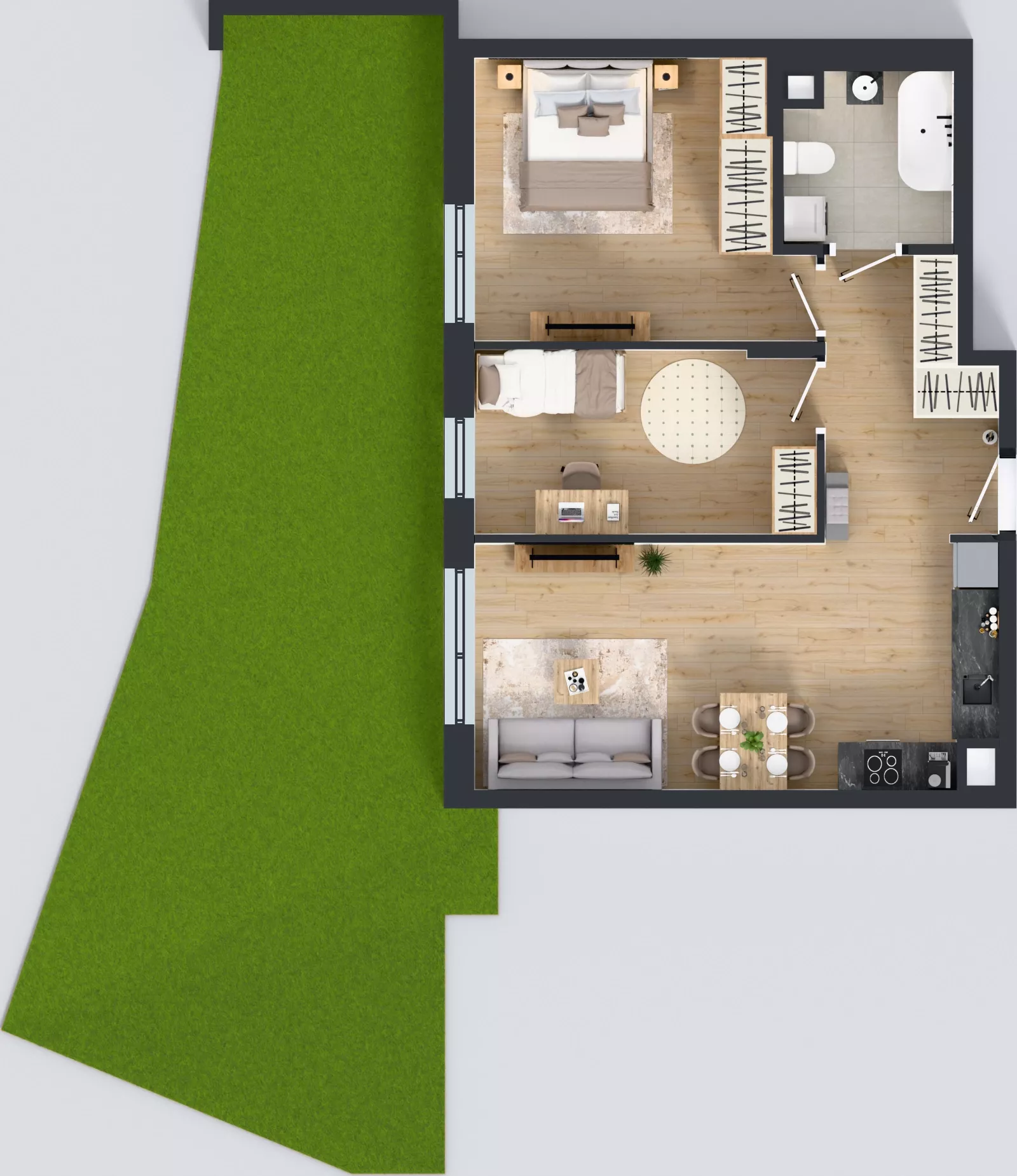 3 pokoje, mieszkanie 62,96 m², parter, oferta nr C2/142, Miasteczko Julianów 2, Julianów, ul. Architektów