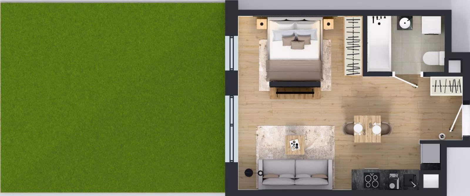 1 pokój, mieszkanie 34,81 m², parter, oferta nr C2/143, Miasteczko Julianów 2, Julianów, ul. Architektów