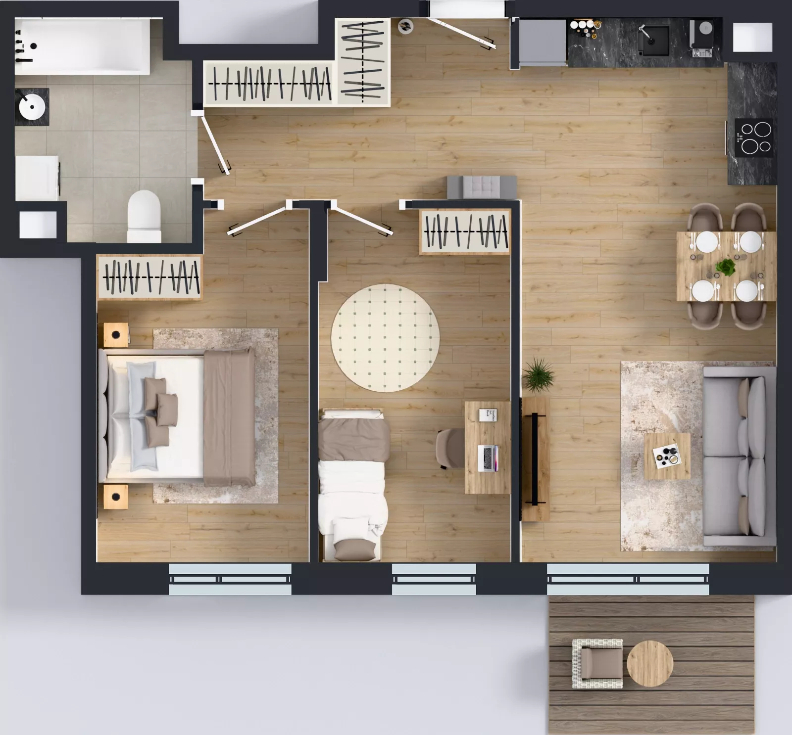 3 pokoje, mieszkanie 60,37 m², piętro 2, oferta nr C2/159, Miasteczko Julianów 2, Julianów, ul. Architektów