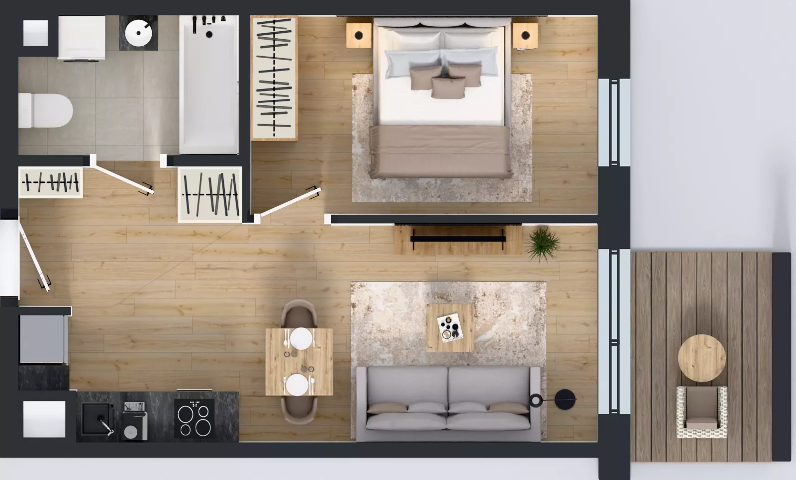 2 pokoje, mieszkanie 36,83 m², piętro 2, oferta nr C2/165, Miasteczko Julianów 2, Julianów, ul. Architektów