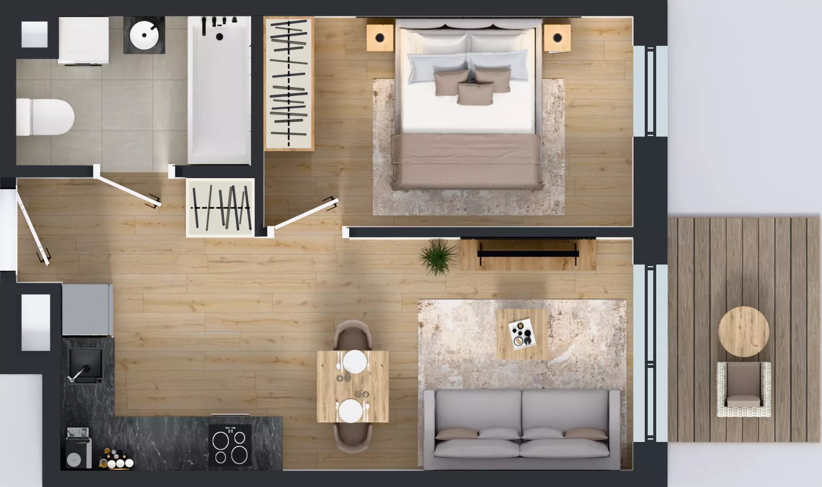 2 pokoje, mieszkanie 36,23 m², piętro 3, oferta nr C2/177, Miasteczko Julianów 2, Julianów, ul. Architektów
