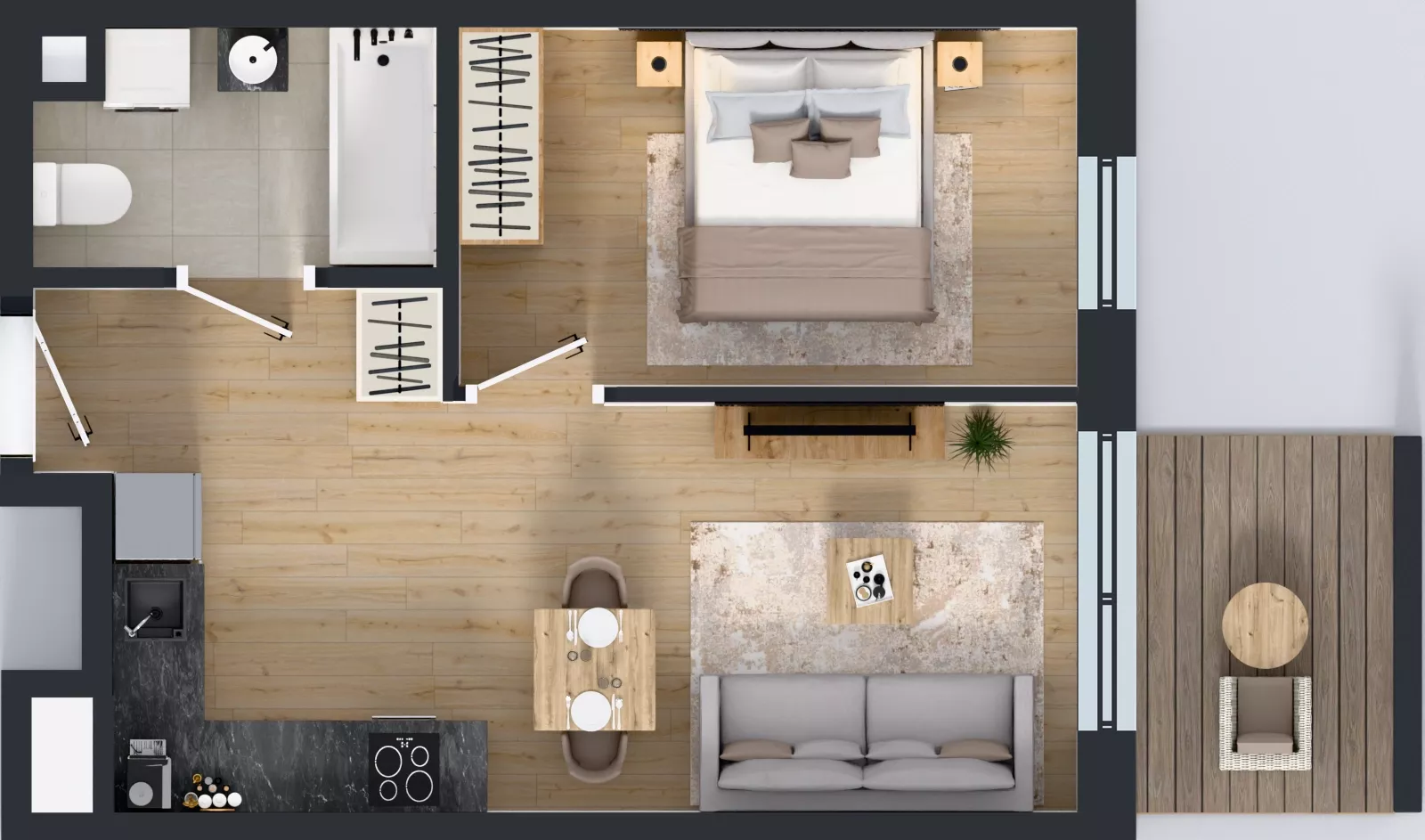 2 pokoje, mieszkanie 36,72 m², piętro 3, oferta nr C2/180, Miasteczko Julianów 2, Julianów, ul. Architektów