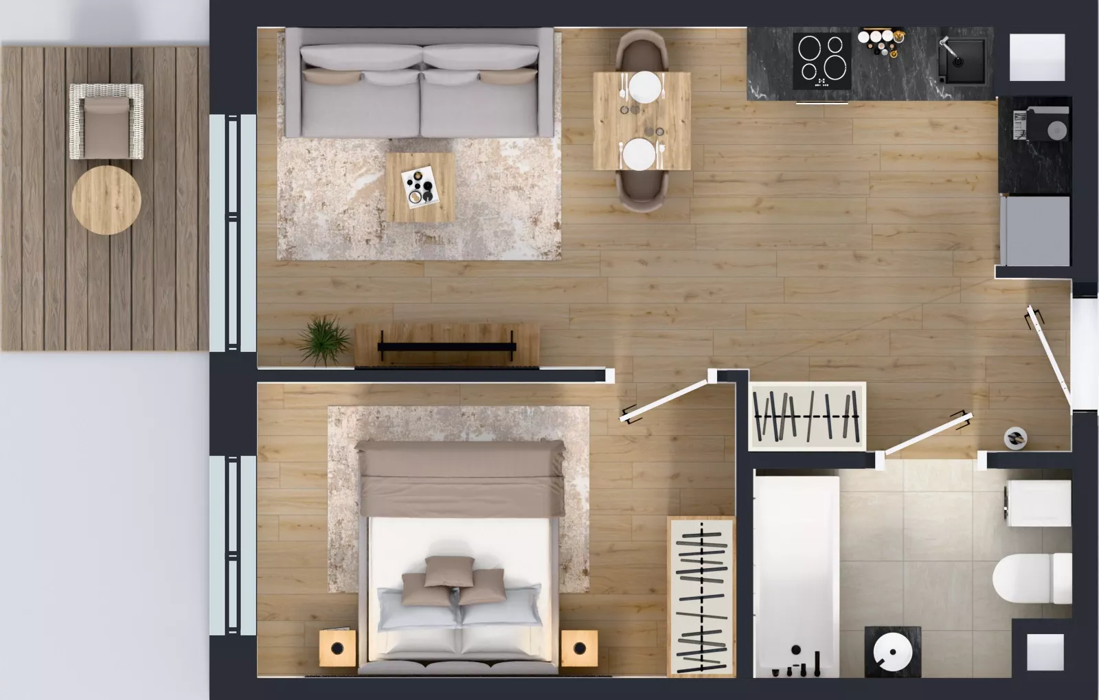 2 pokoje, mieszkanie 37,55 m², piętro 3, oferta nr C2/186, Miasteczko Julianów 2, Julianów, ul. Architektów