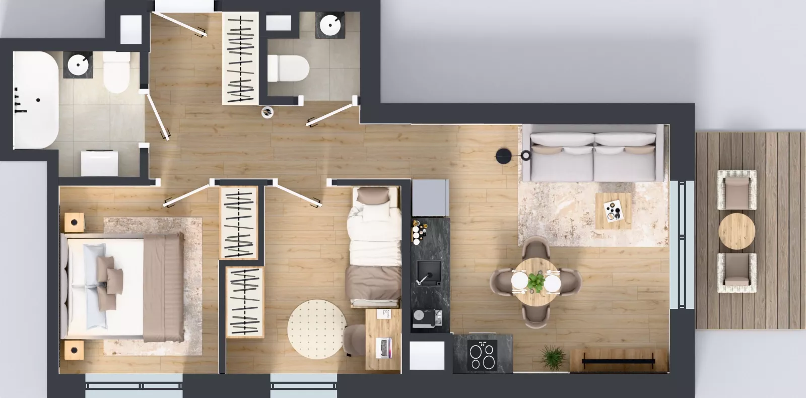 3 pokoje, mieszkanie 46,90 m², piętro 1, oferta nr C1/19, Miasteczko Julianów 2, Julianów, ul. Architektów