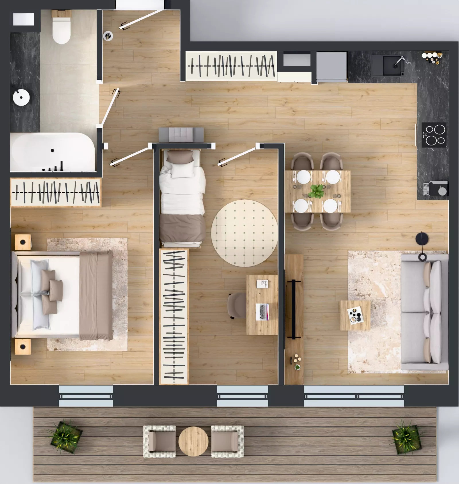 3 pokoje, mieszkanie 58,38 m², piętro 1, oferta nr A6, Concept Ćwiklińska, Warszawa, Białołęka, Tarchomin, ul. Elżbiety Barszczewskiej 2
