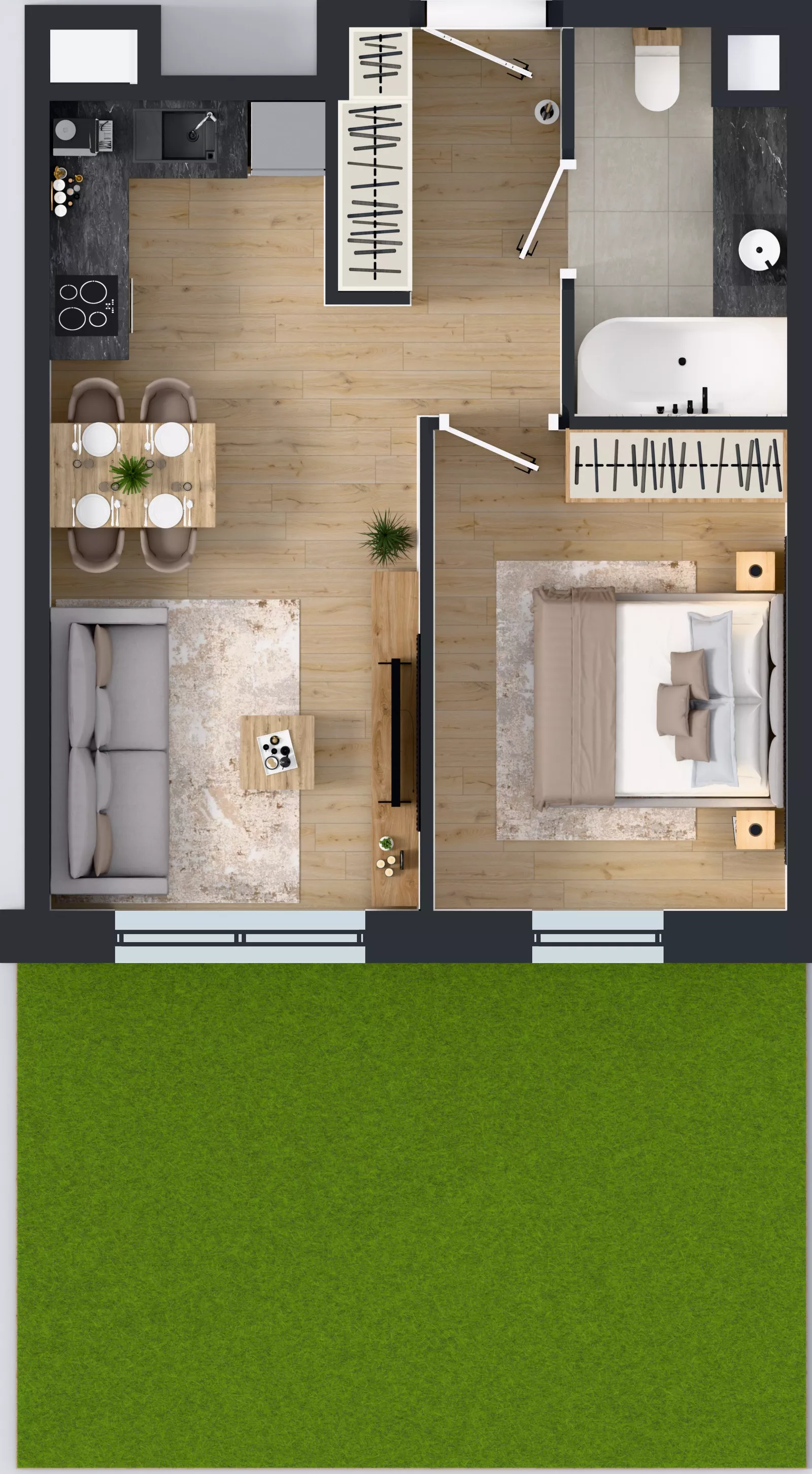 2 pokoje, mieszkanie 39,19 m², parter, oferta nr A104, Concept Ćwiklińska, Warszawa, Białołęka, Tarchomin, ul. Elżbiety Barszczewskiej 2
