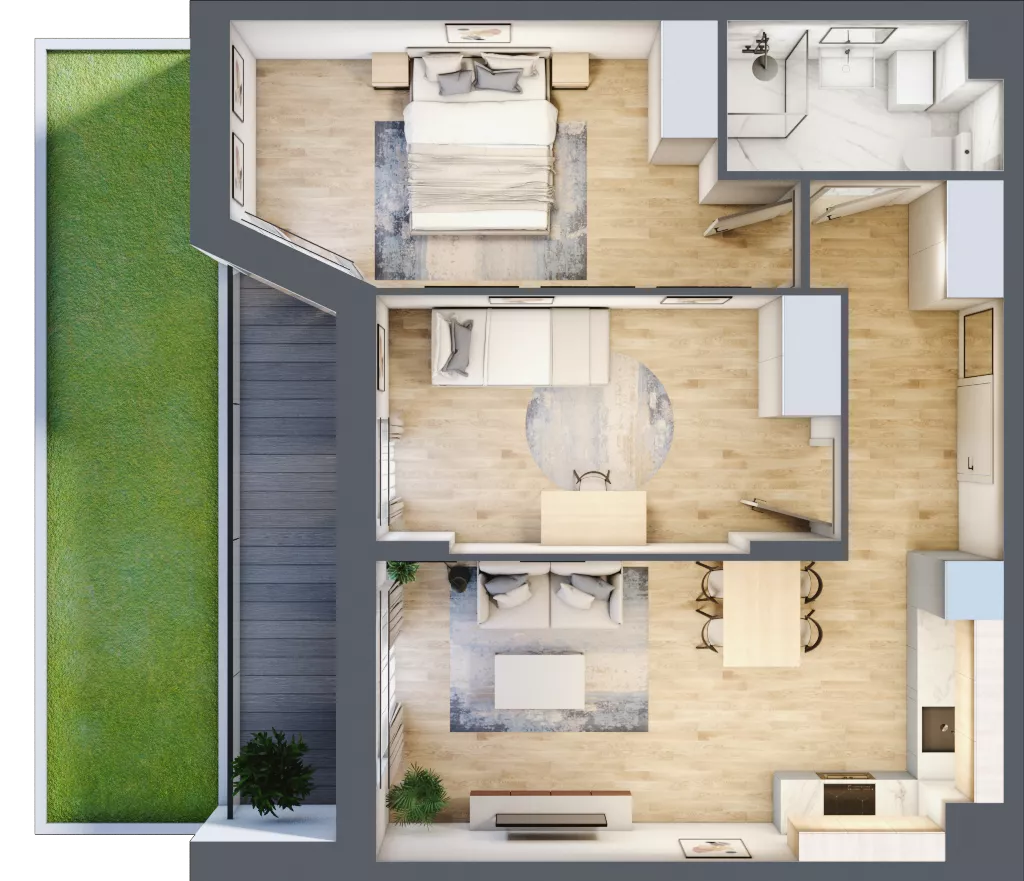 3 pokoje, mieszkanie 58,12 m², parter, oferta nr III/A2, Miasteczko Nova Sfera, Warszawa, Białołęka, Żerań, ul. Marywilska