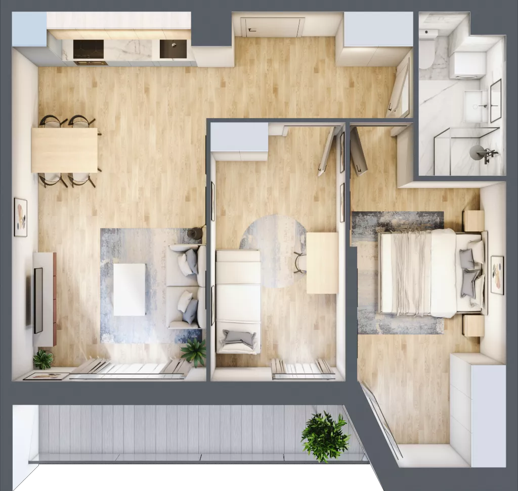3 pokoje, mieszkanie 57,46 m², piętro 1, oferta nr III/B49, Miasteczko Nova Sfera, Warszawa, Białołęka, Żerań, ul. Marywilska