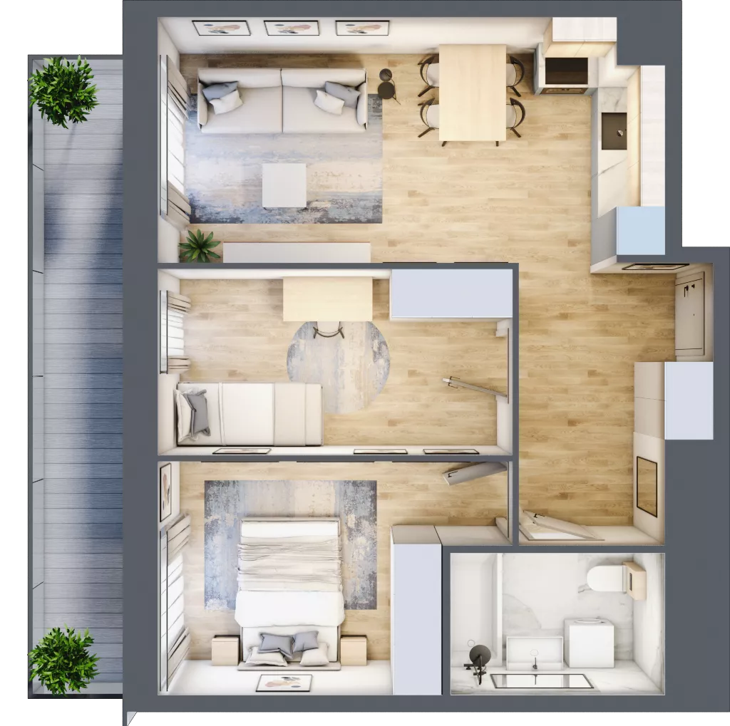 3 pokoje, mieszkanie 52,64 m², piętro 6, oferta nr I/33, Neo Nova Ochota, Warszawa, Włochy, Raków, ul. Łopuszańska 36A