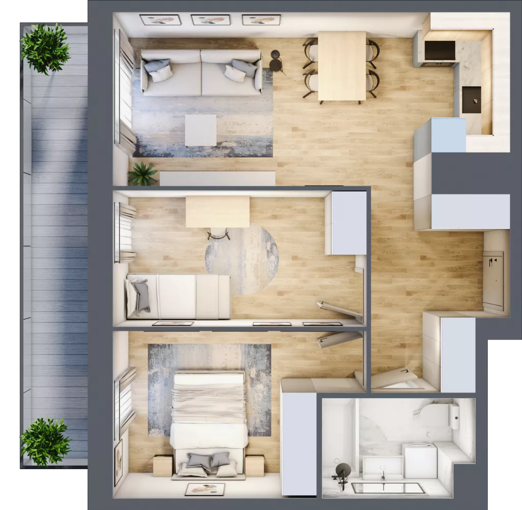 3 pokoje, mieszkanie 53,64 m², piętro 2, oferta nr I/11, Neo Nova Ochota, Warszawa, Włochy, Raków, ul. Łopuszańska 36A