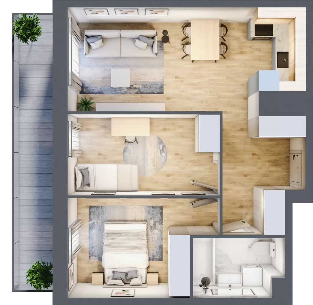 3 pokoje, mieszkanie 53,67 m², piętro 4, oferta nr I/23, Neo Nova Ochota, Warszawa, Włochy, Raków, ul. Łopuszańska 36A