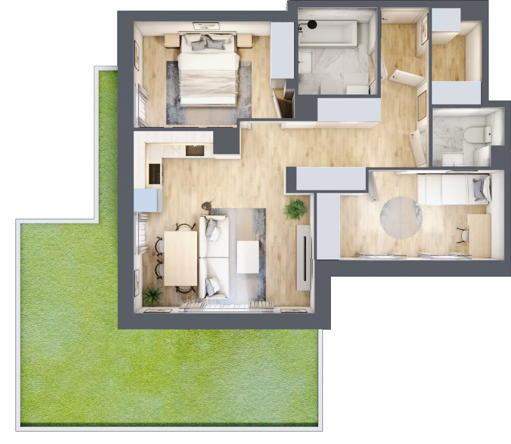 3 pokoje, mieszkanie 62,96 m², parter, oferta nr VII/57, Olchowy Park 7, Warszawa, Białołęka, Kobiałka, ul. Marii Callas 4A