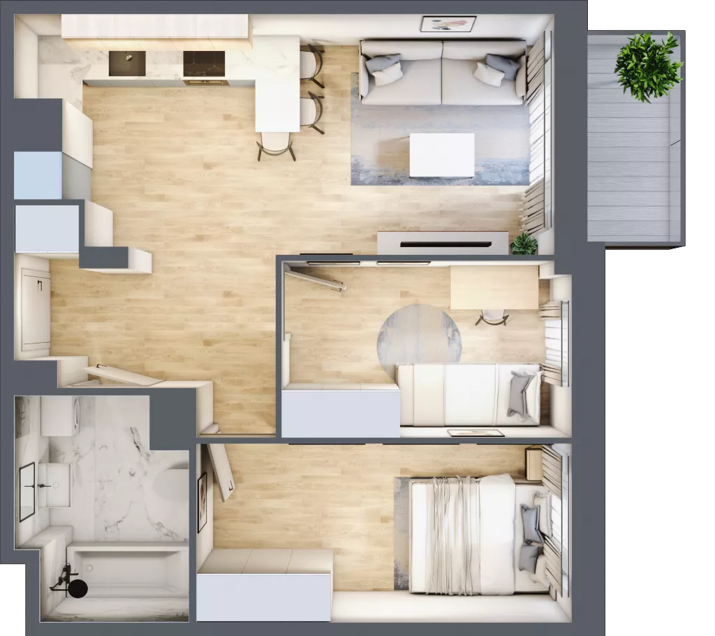 3 pokoje, mieszkanie 50,23 m², piętro 2, oferta nr VII/40, Olchowy Park 7, Warszawa, Białołęka, Kobiałka, ul. Marii Callas 4A