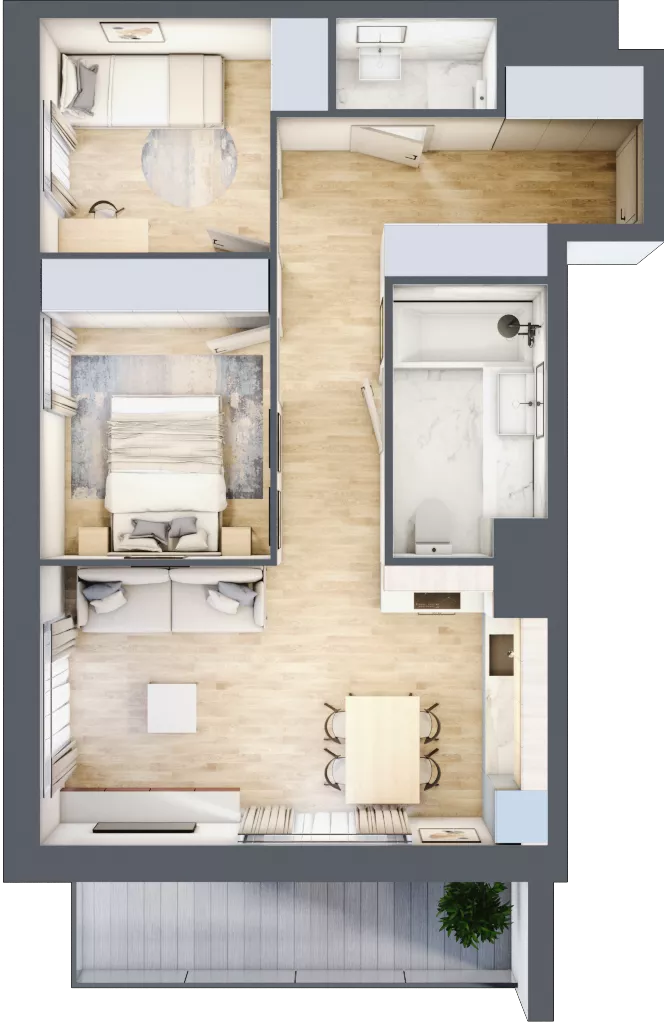 3 pokoje, mieszkanie 54,04 m², piętro 4, oferta nr II/24, Neo Nova Ochota 2, Warszawa, Włochy, Raków, ul. Łopuszańska 36B