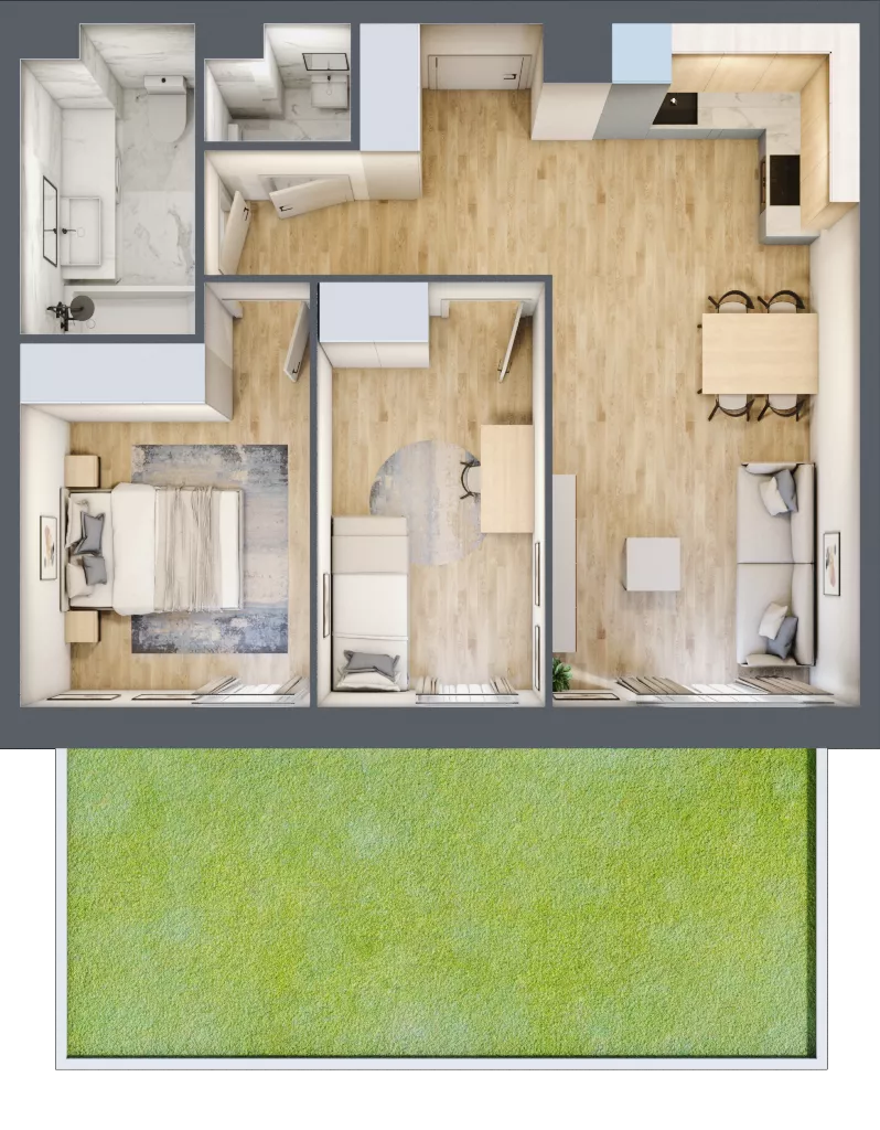 3 pokoje, mieszkanie 55,64 m², parter, oferta nr II/42, Neo Nova Ochota 2, Warszawa, Włochy, Raków, ul. Łopuszańska 36B