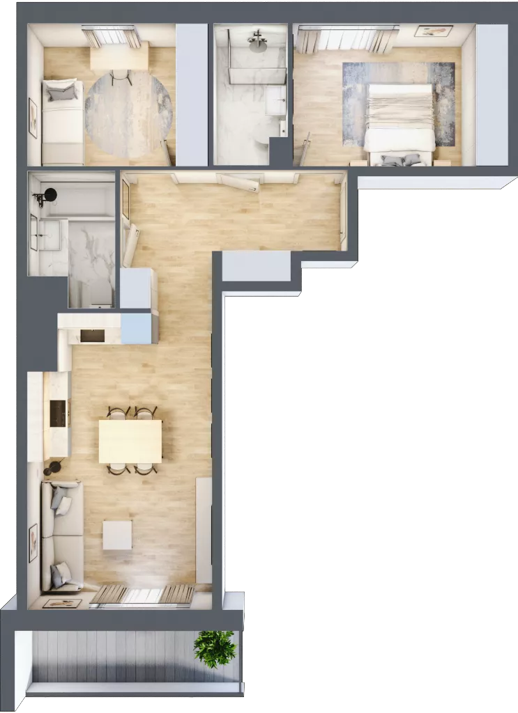 3 pokoje, mieszkanie 61,13 m², piętro 5, oferta nr II/74, Neo Nova Ochota 2, Warszawa, Włochy, Raków, ul. Łopuszańska 36B