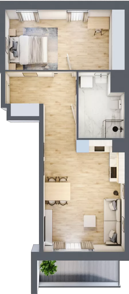 2 pokoje, mieszkanie 52,41 m², piętro 1, oferta nr II/7, Neo Nova Ochota 2, Warszawa, Włochy, Raków, ul. Łopuszańska 36B