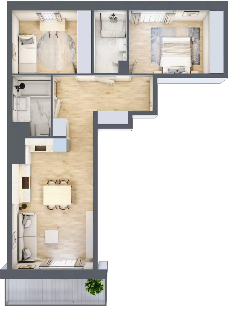 3 pokoje, mieszkanie 61,16 m², piętro 4, oferta nr II/67, Neo Nova Ochota 2, Warszawa, Włochy, Raków, ul. Łopuszańska 36B