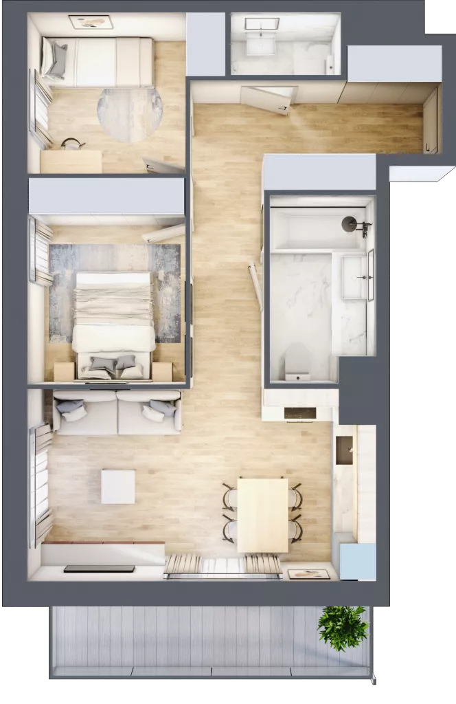 3 pokoje, mieszkanie 53,98 m², piętro 3, oferta nr II/17, Neo Nova Ochota 2, Warszawa, Włochy, Raków, ul. Łopuszańska 36B
