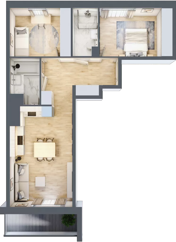 3 pokoje, mieszkanie 61,11 m², piętro 2, oferta nr II/53, Neo Nova Ochota 2, Warszawa, Włochy, Raków, ul. Łopuszańska 36B