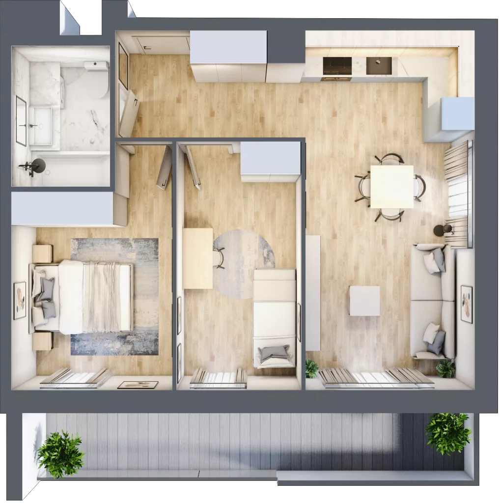 3 pokoje, mieszkanie 53,38 m², piętro 2, oferta nr II/58, Neo Nova Ochota 2, Warszawa, Włochy, Raków, ul. Łopuszańska 36B